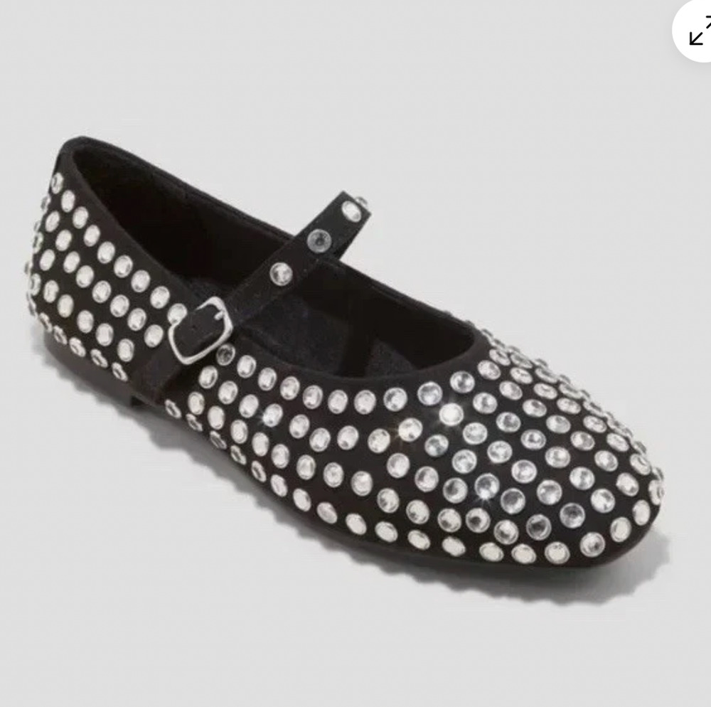 Women's Issa Rhinestone Mary Jane Ballet Flats - A New Day™ Black 8.5
